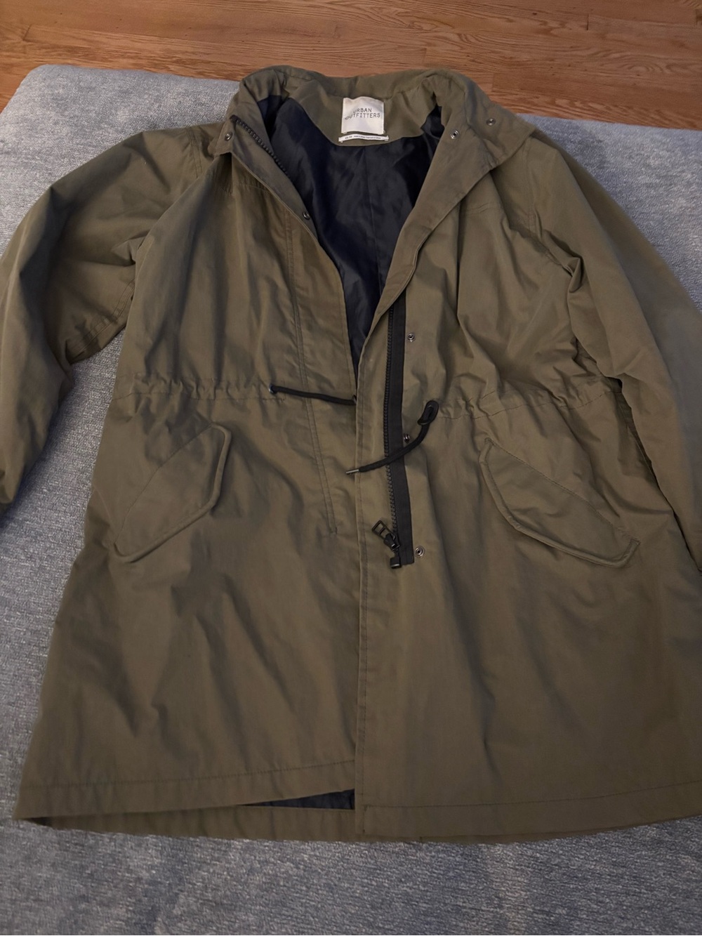 Urban Outfitters Olive Green Drawstring Trench Coat